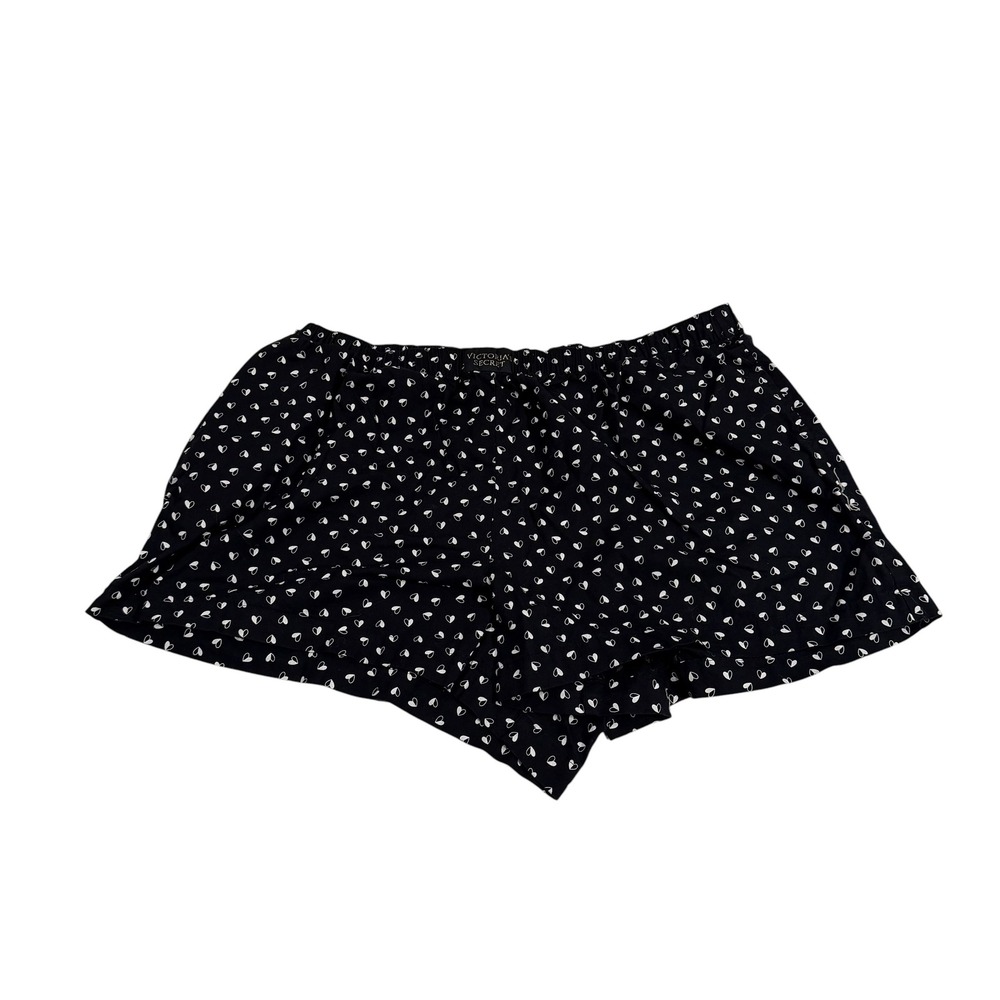 Victorias Secret Womens Black‎ Heart Print Pajama Leisure Shorts Size Large